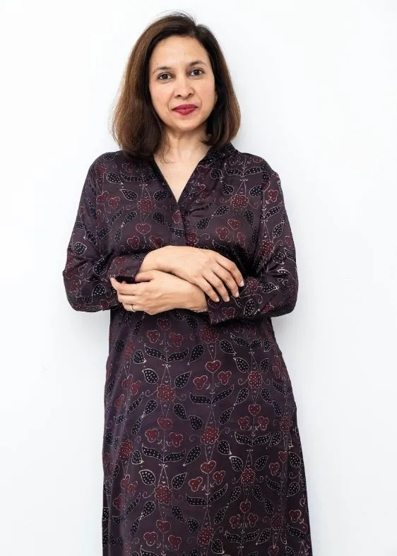 Brown Flower Modal Silk Tunic