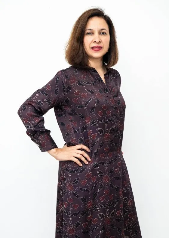 Brown Flower Modal Silk Tunic