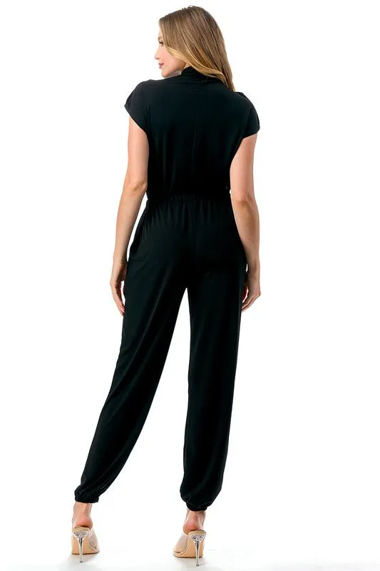 Collared Cargo Jogger Jumpsuit