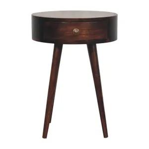 Couch.com Nordic Circular Shaped Bedside Table Walnut, with Storage, Wood Construction, Dark Brown Finish by Couch.com