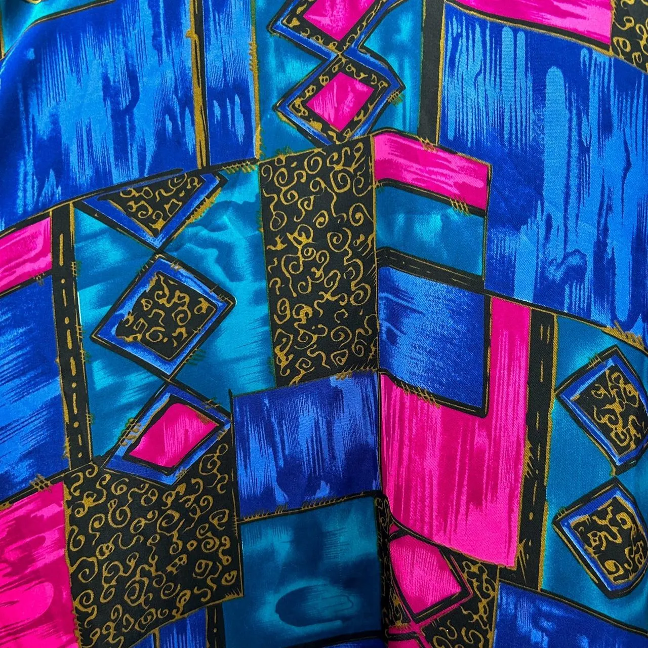 Iconic 80s Abstract Purple & Blue Kaftan Dress