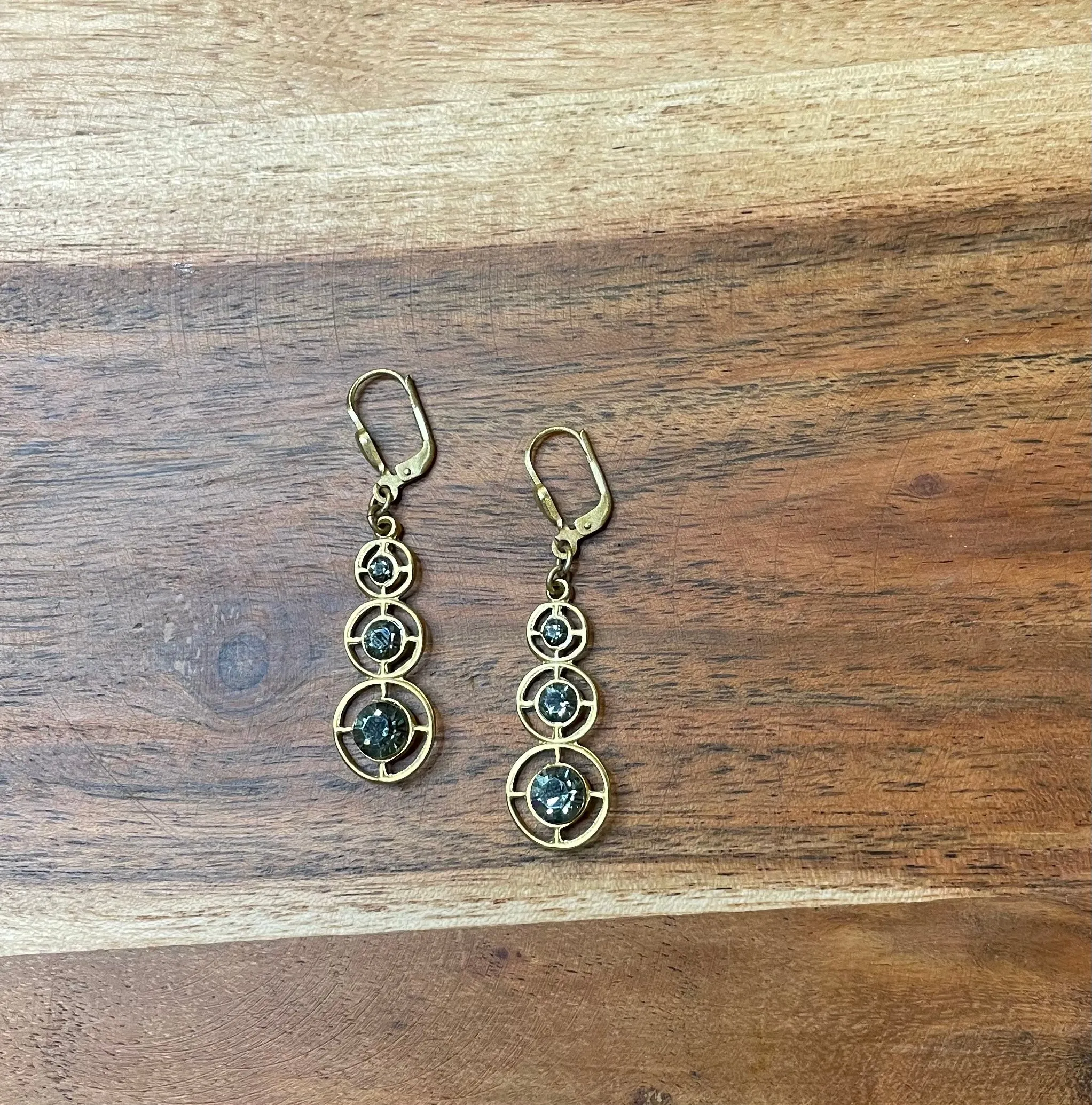 La Vie Parisienne By Catherine Popesco Triple Graphite Crystal Earrings