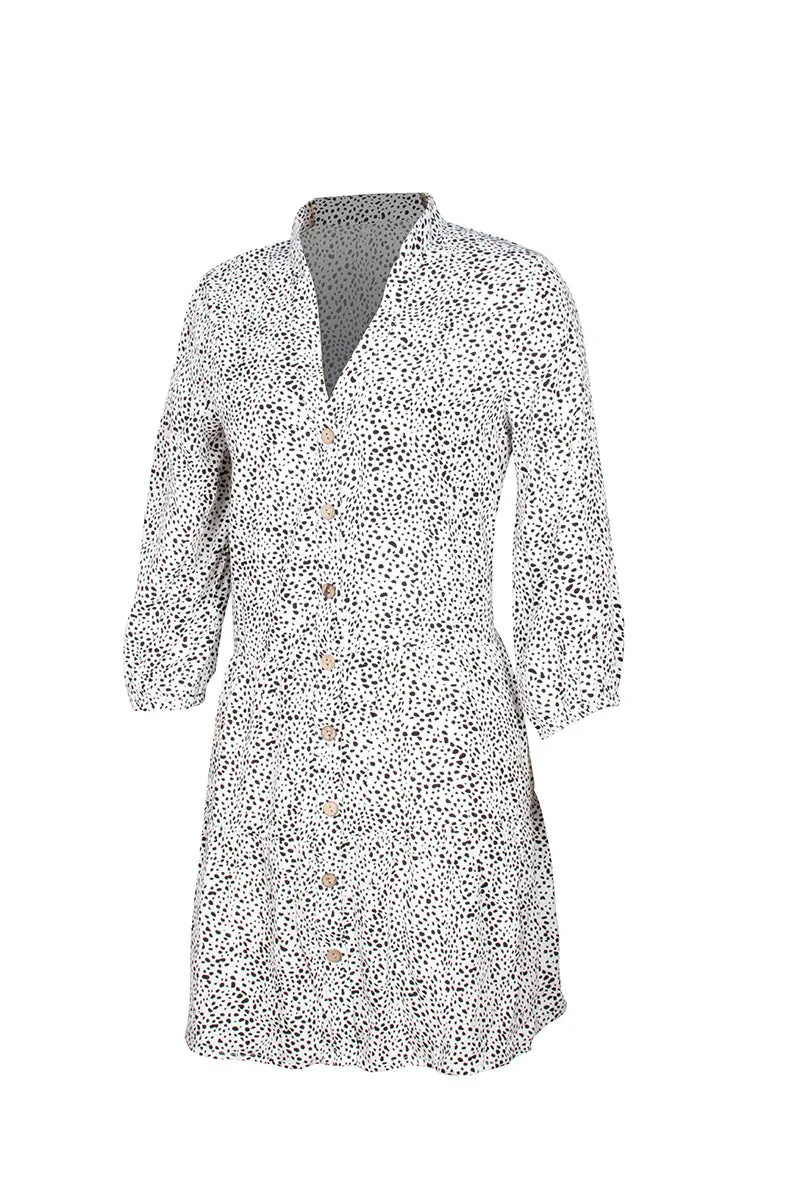 Long Sleeve Mini Dress with Button