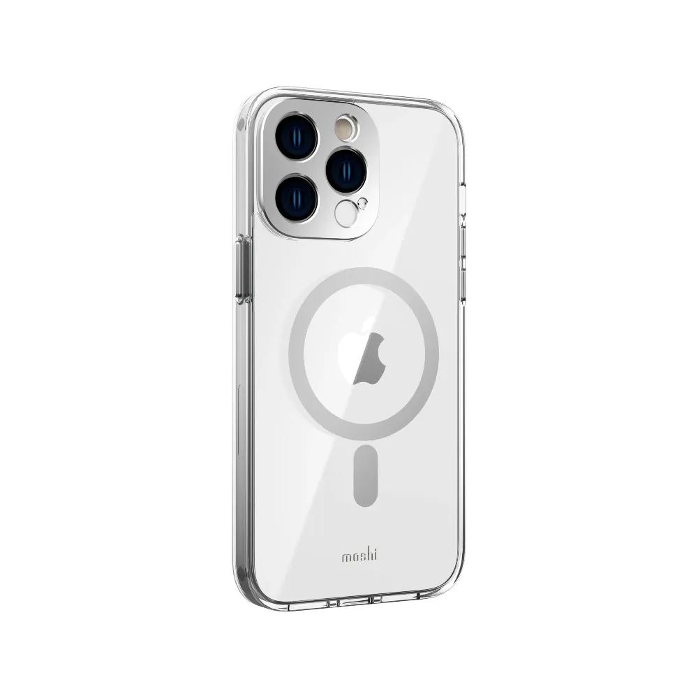 MOSHI iPhone 14 Pro Max - iGLAZE Case with MagSafe & Cam Cover - Silver
