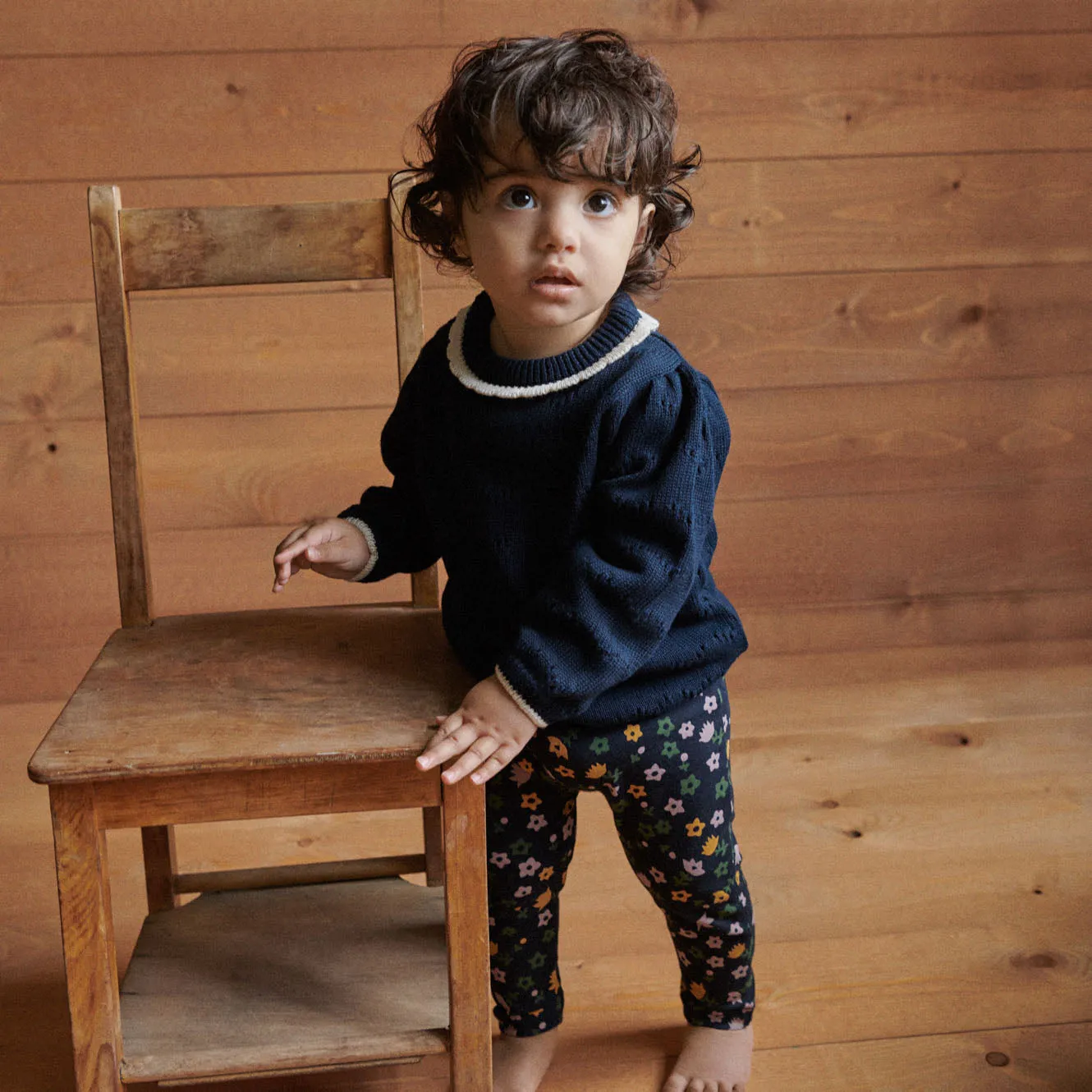 Nature Baby Long Sleeve Maeve Tee - Navy Pointelle