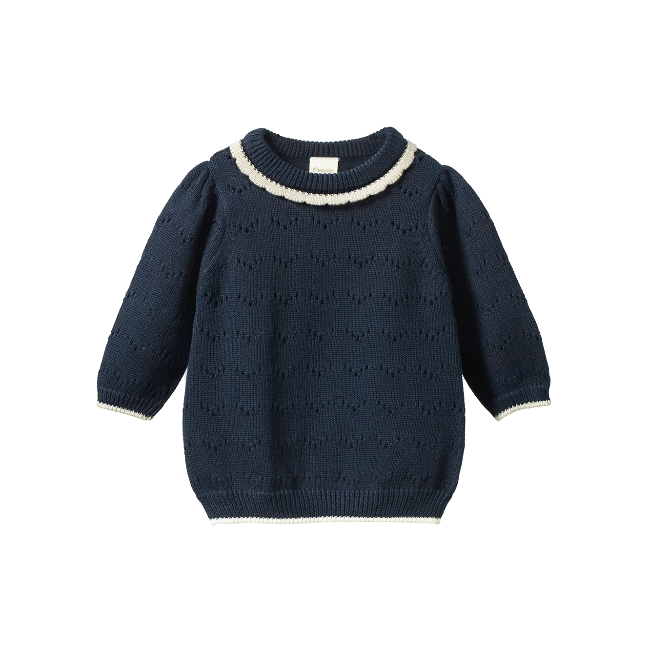 Nature Baby Long Sleeve Maeve Tee - Navy Pointelle