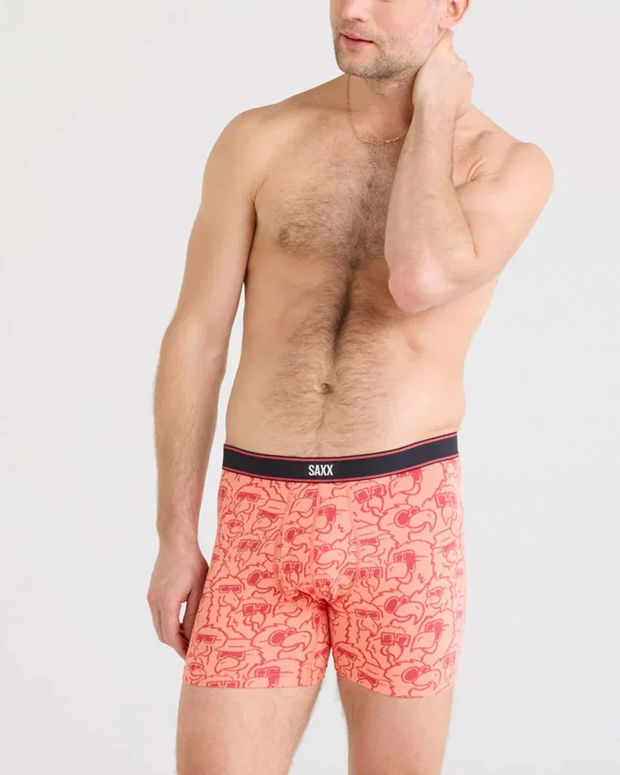 Saxx Mens Fusion Coral Parrot Party Daytripper Fly Boxer Brief