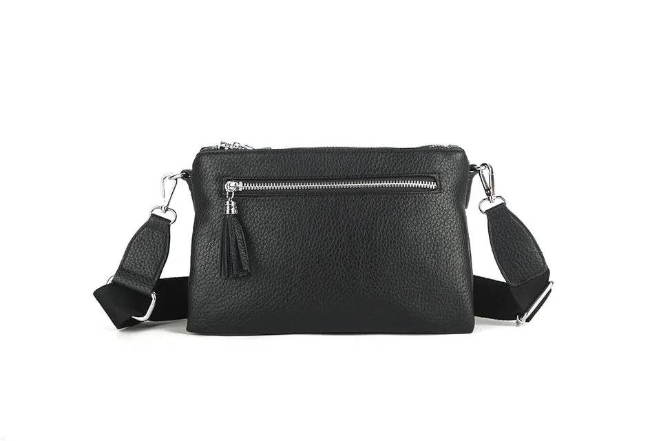 Sophie Triple Zip Handbag Black