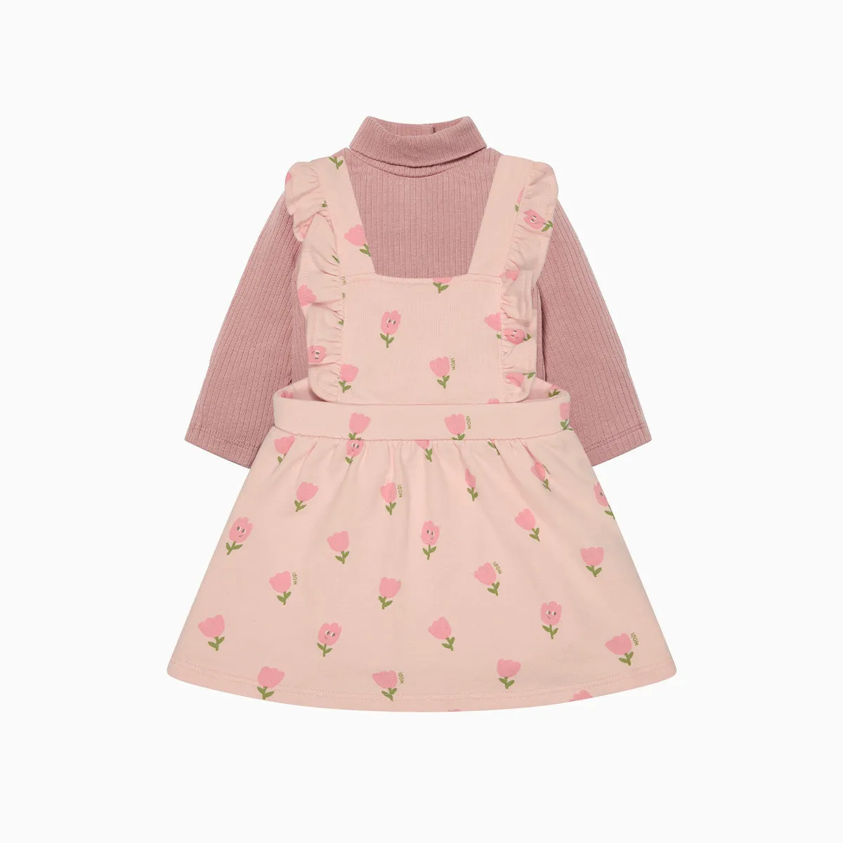 Tiny Tulips Pinafore Dress & Rollneck Bodysuit Outfit