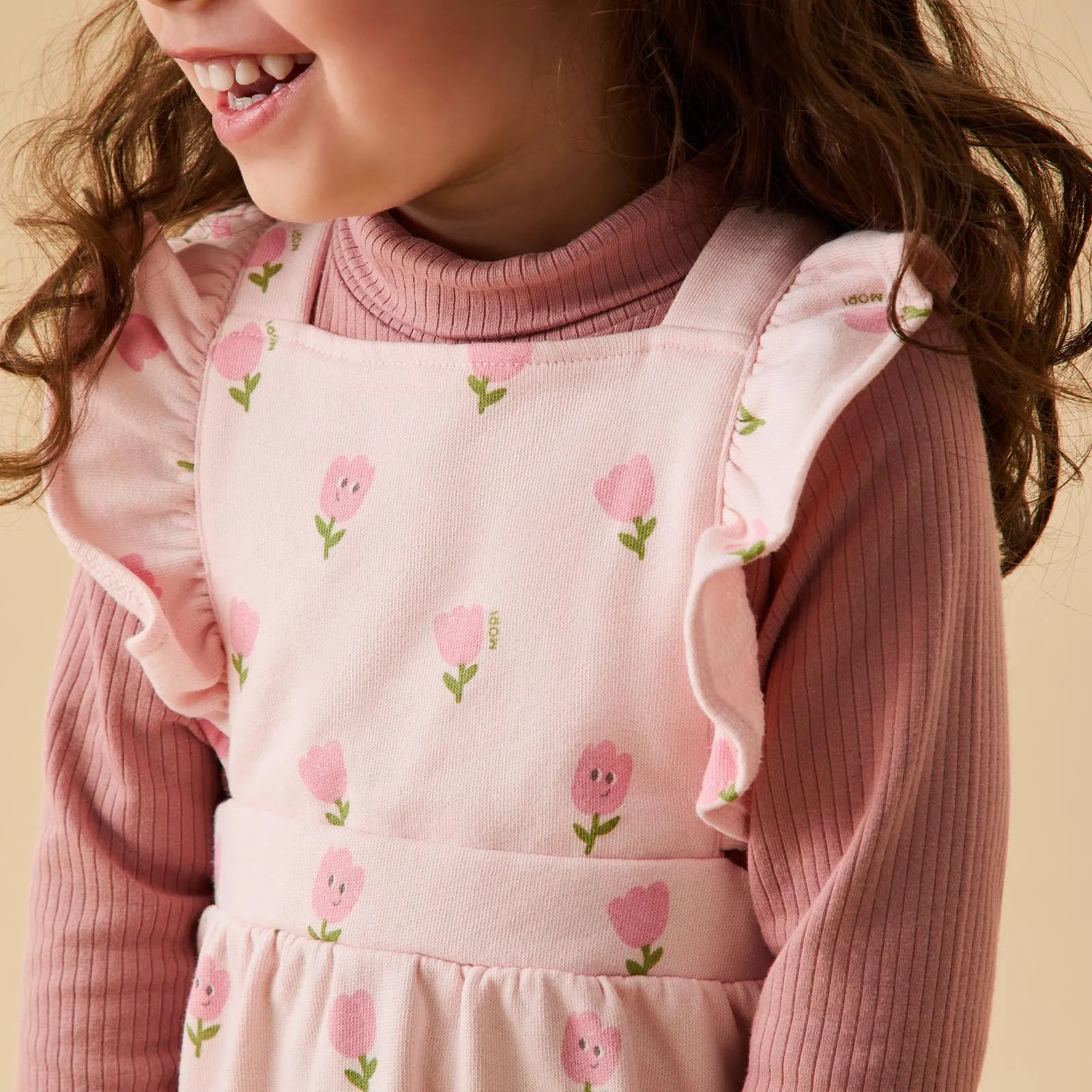 Tiny Tulips Pinafore Dress & Rollneck Bodysuit Outfit