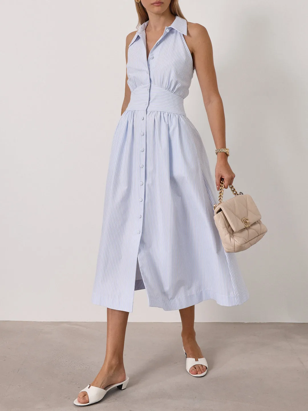 Viera Iconic Stripe Shirt Dress | Blue