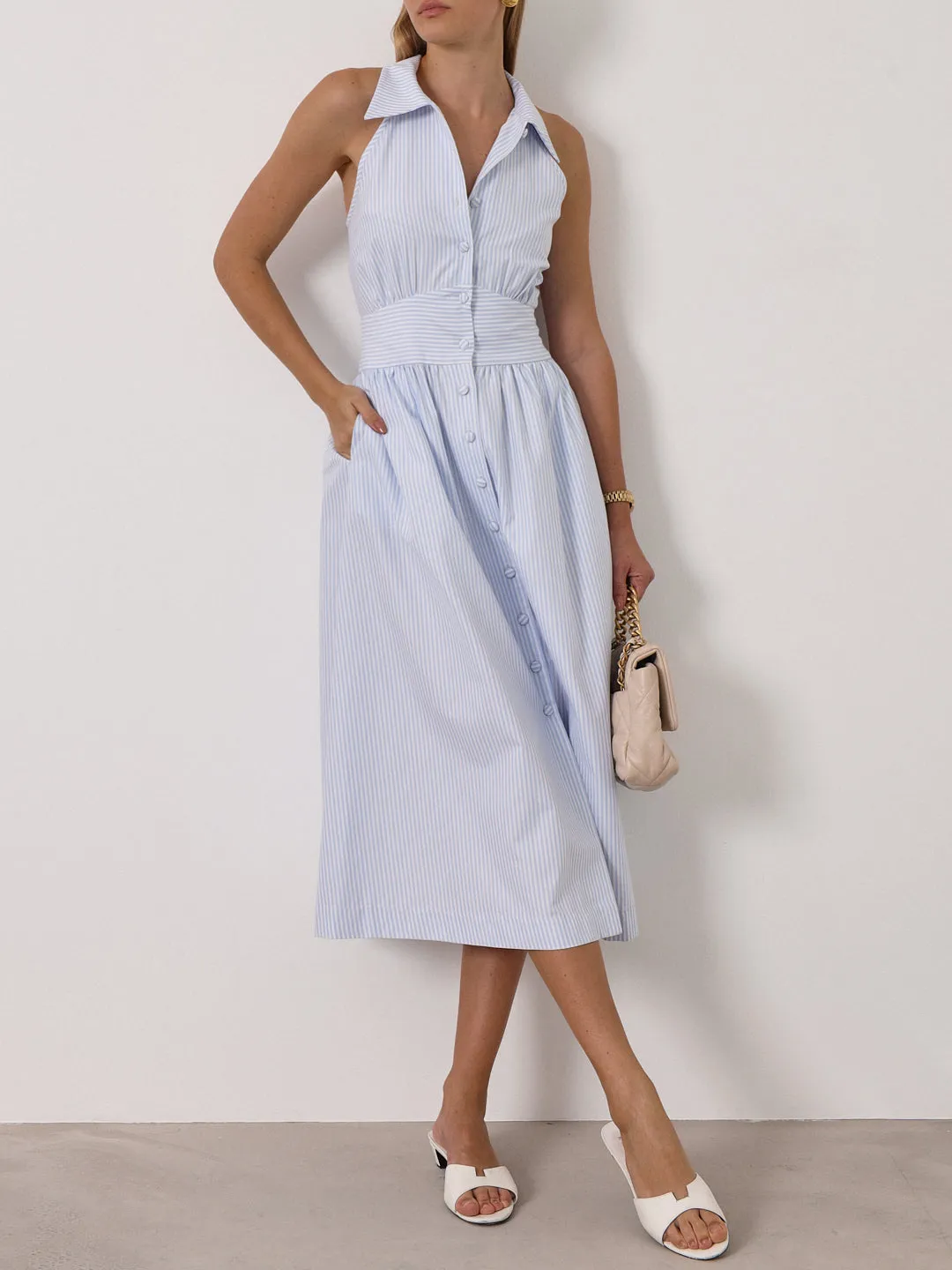 Viera Iconic Stripe Shirt Dress | Blue