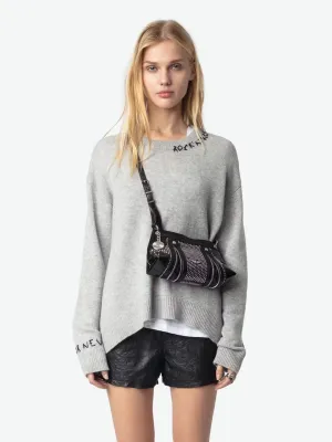 ZADIG & VOLTAIRE MARKUS GRIS CHINE CASHMERE SWEATER