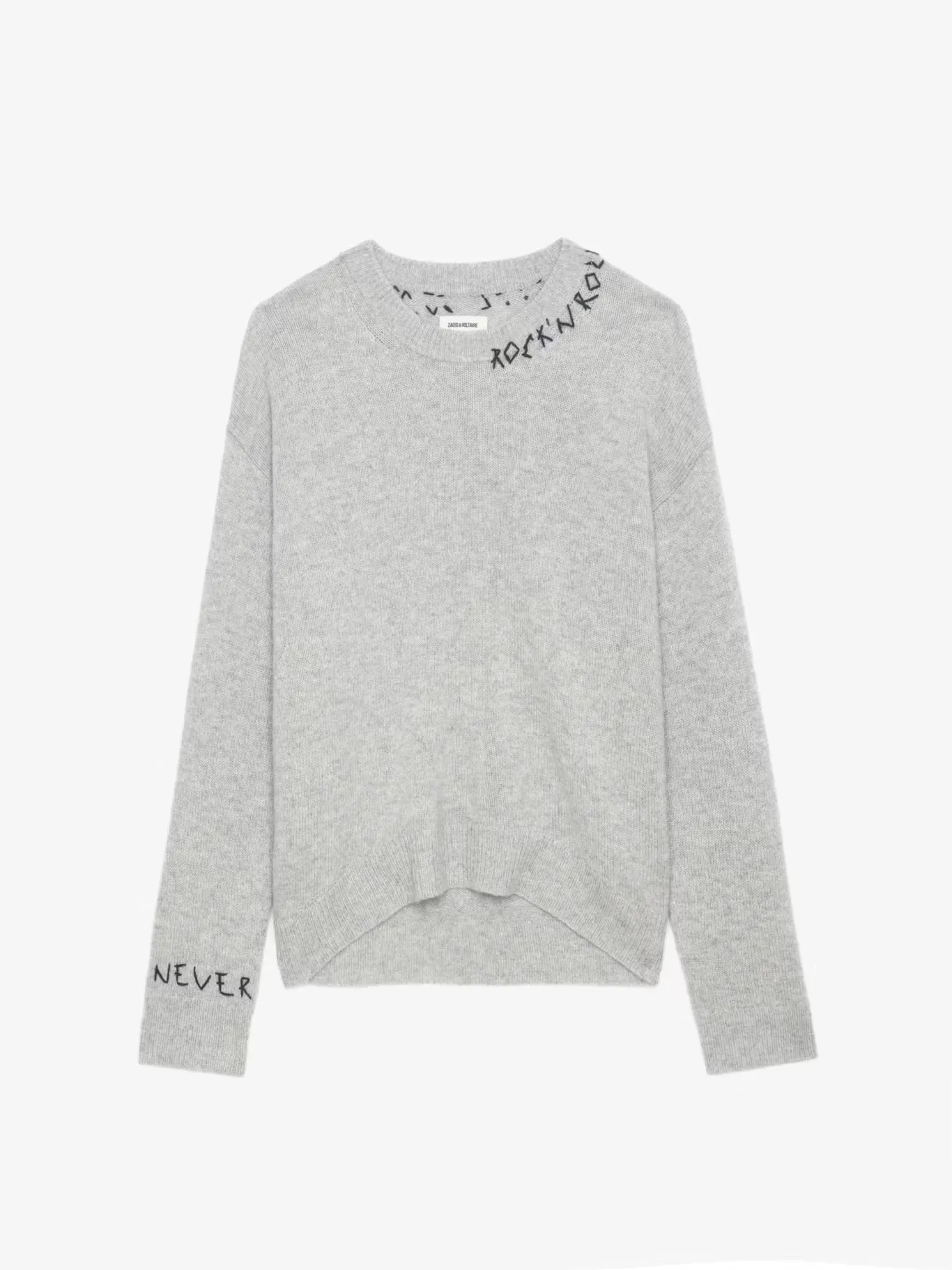 ZADIG & VOLTAIRE MARKUS GRIS CHINE CASHMERE SWEATER